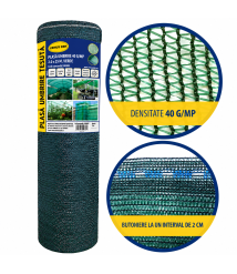 Plasa umbrire 40 g/mp, 2 x 25 m, verde